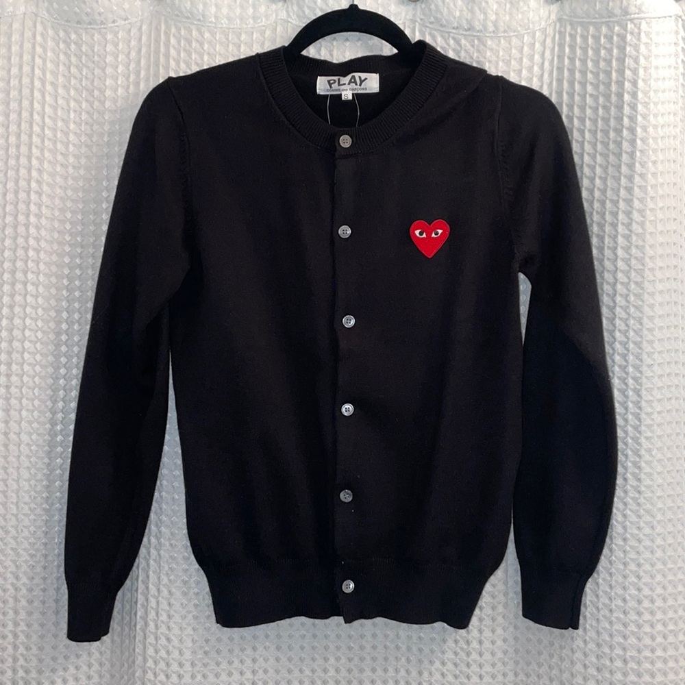 NWT! Comme Des Garçons Play replica heart patch knit cardigan